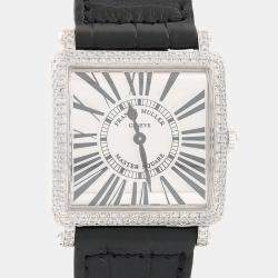 Pre Owned Franck Muller Master Square 6002MQZD Quartz White Diamonds Gold Women's Wristwatch 32mm