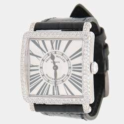 Pre Owned Franck Muller Master Square 6002MQZD Quartz White Diamonds Gold Women's Wristwatch 32mm