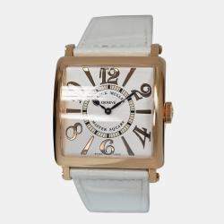 Pre Owned Franck Muller Master Square 6002 H QZ REL 6/6 Quartz 18K Rose Gold Women's Wristwatch 36 mm
