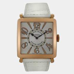 Pre Owned Franck Muller Master Square 6002 H QZ REL 6/6 Quartz 18K Rose Gold Women's Wristwatch 36 mm