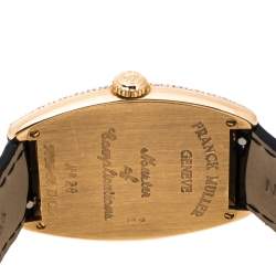 Pre Owned Franck Muller Brown Diamond Pave 18K Rose Gold Cintree Curvex 7502 S6 D CD Women'e Wristwatch 29 mm