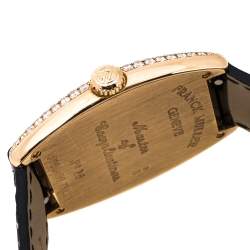 Pre Owned Franck Muller Brown Diamond Pave 18K Rose Gold Cintree Curvex 7502 S6 D CD Women'e Wristwatch 29 mm