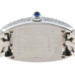 Pre Owned Franck Muller Silver Diamonds 18K White Gold Curvex 2500QZD Women's Wristwatch 20 MM