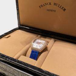 Franck Muller Silver 18K Rose Gold Leather Diamond Pave Heart 5000 H SC D3 1P Women's Wristwatch 39mm