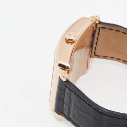  Franck Muller Silver 18K Rose Gold Alligator Leather Master Square Color Dreams 6002 M QZ R Women's Wristwatch 32.50 mm