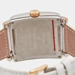 Franck Muller Silver 18k Rose Gold Stainless Steel Alligator Master Square 6000.H.SC.DT.V.ST.G Unisex Wristwatch 37 mm