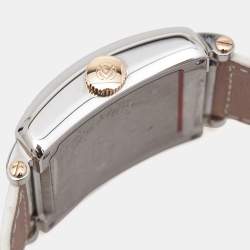 Franck Muller Silver 18k Rose Gold Stainless Steel Alligator Master Square 6000.H.SC.DT.V.ST.G Unisex Wristwatch 37 mm