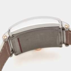 Franck Muller Silver 18k Rose Gold Stainless Steel Alligator Master Square 6000.H.SC.DT.V.ST.G Unisex Wristwatch 37 mm