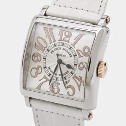 Franck Muller Silver 18k Rose Gold Stainless Steel Alligator Master Square 6000.H.SC.DT.V.ST.G Unisex Wristwatch 37 mm