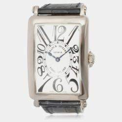 Franck Muller Silver 18k White Gold Long Island 950 QZ Quartz Women's Wristwatch 26 mm