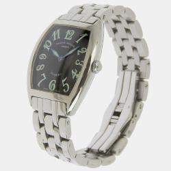 Franck Muller Black/Silver Stainless Steel Tonneau Curvex Sunset Quartz Women's Wristwatch 25 mm