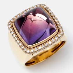 Fred Pain de Sucre Amethyst Diamond 18k Rose Gold Ring Size 54