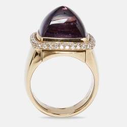 Fred Pain de Sucre Amethyst Diamond 18k Rose Gold Ring Size 54