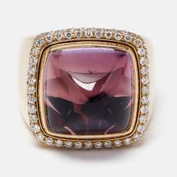 Fred Pain de Sucre Amethyst Diamond 18k Rose Gold Ring Size 54