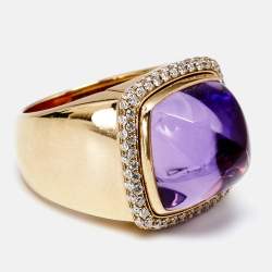 Fred Pain de Sucre Amethyst Diamond 18k Rose Gold Ring Size 54