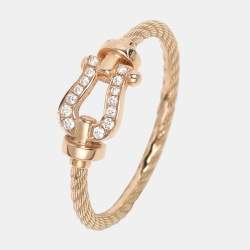 Fred Force 10 Diamond 18k Rose Gold Ring Size 49
