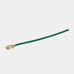 Pre Owned Fred Force 10 Emerald 18k Yellow Gold Green Cable Large Model Bracelet 19