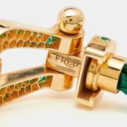 Pre Owned Fred Force 10 Emerald 18k Yellow Gold Green Cable Large Model Bracelet 19