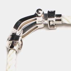 Fred Force 10 Diamond 18k White Gold Steel Cord Bracelet