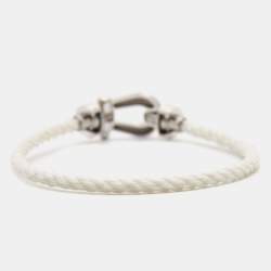 Fred Force 10 Diamond 18k White Gold Steel Cord Bracelet