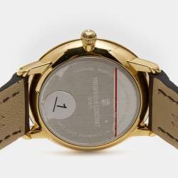 مملوكة مسبقًا Frederique Constant Silver Gold Plated Stainless Steel Crococalf Slimline FC-235M1S5 Women's Wristwatch 28.6 mm