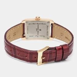 Frederique Constant Silver Rose Gold Plated Stainless Steel Embossed Leather Classics Carre FC-200MC14 Women's Wristwatch 21 mm