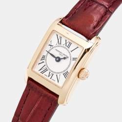 Frederique Constant Silver Rose Gold Plated Stainless Steel Embossed Leather Classics Carre FC-200MC14 Women's Wristwatch 21 mm