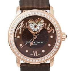 Pre Owned Frederique Constant MOP Gold Plated Stainless Steel Diamond Amour Heart Beat FC-310CSQ2PD4 Women's Wristwatch 34 mm