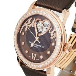 Pre Owned Frederique Constant MOP Gold Plated Stainless Steel Diamond Amour Heart Beat FC-310CSQ2PD4 Women's Wristwatch 34 mm