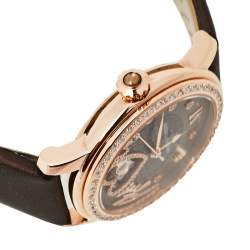 Pre Owned Frederique Constant MOP Gold Plated Stainless Steel Diamond Amour Heart Beat FC-310CSQ2PD4 Women's Wristwatch 34 mm