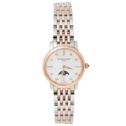 Frederique Constant Mother of Pearl Two-Tone Stainless Steel Slim Line FC-206MPWD1S2B Women's Wristwatch 30 mm