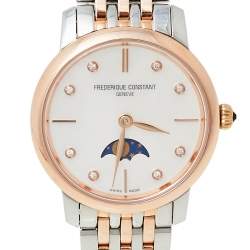 Frederique Constant Mother of Pearl Two-Tone Stainless Steel Slim Line FC-206MPWD1S2B Women's Wristwatch 30 mm