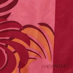 Frey Wille Pink/Orange Printed Silk Magic Sphinx Square Scarf