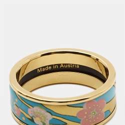 Pre Owned Frey Wille Fire Enamel Gold Tone Ring Size 58