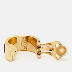 Pre Owned Frey Wille Multicolor Fire Enamel Gold Plated Hoop Earrings