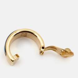 Pre Owned Frey Wille Multicolor Fire Enamel Gold Plated Hoop Earrings