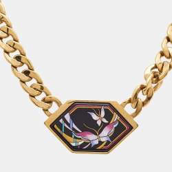 Frey Wille Vintage Multicolor Fire Enamel Chain Link Pendant Necklace