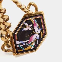 Frey Wille Vintage Multicolor Fire Enamel Chain Link Pendant Necklace