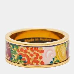 Pre Owned Frey Wille Fire Enamel Gold Tone Ring Size 55