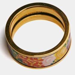 Pre Owned Frey Wille Fire Enamel Gold Tone Ring Size 55