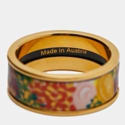 Pre Owned Frey Wille Fire Enamel Gold Tone Ring Size 55