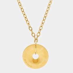 Pre Owned FreyWille Gustav Klimt Adele Bloch-Bauer Luna Piena Fire Enamel Gold Tone Pendant Necklace