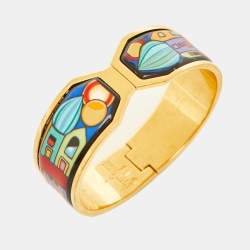 Pre Owned Frey Wille Fire Enamel Gold Plated Clasp Bracelet S