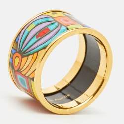 Pre Owned Frey Wille Diva Ring, Hundertwasser, 10002 Nights Fire Enamel Gold Tone Bracelet
