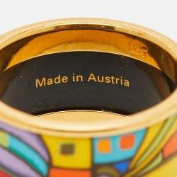 Pre Owned Frey Wille Diva Ring, Hundertwasser, 10002 Nights Fire Enamel Gold Tone Bracelet