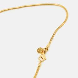 Pre Owned Frey Wille Flower Fire Enamel Gold Tone Pendant Necklace