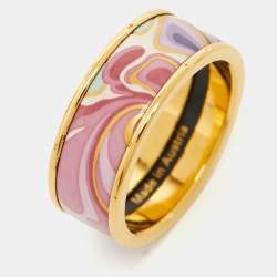 Frey Wille Multi Color Fire Enamel Gold Tone Band Ring Size 55