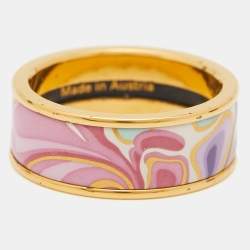 Frey Wille Multi Color Fire Enamel Gold Tone Band Ring Size 55