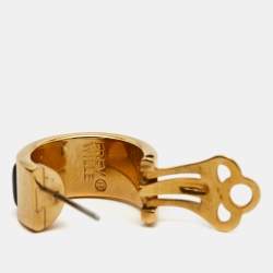 Pre Owned Frey Wille Multicolor Fire Enamel Gold Tone Hoop Earrings