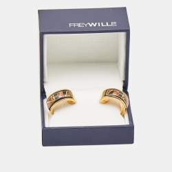 Pre Owned Frey Wille Multicolor Fire Enamel Gold Tone Hoop Earrings
